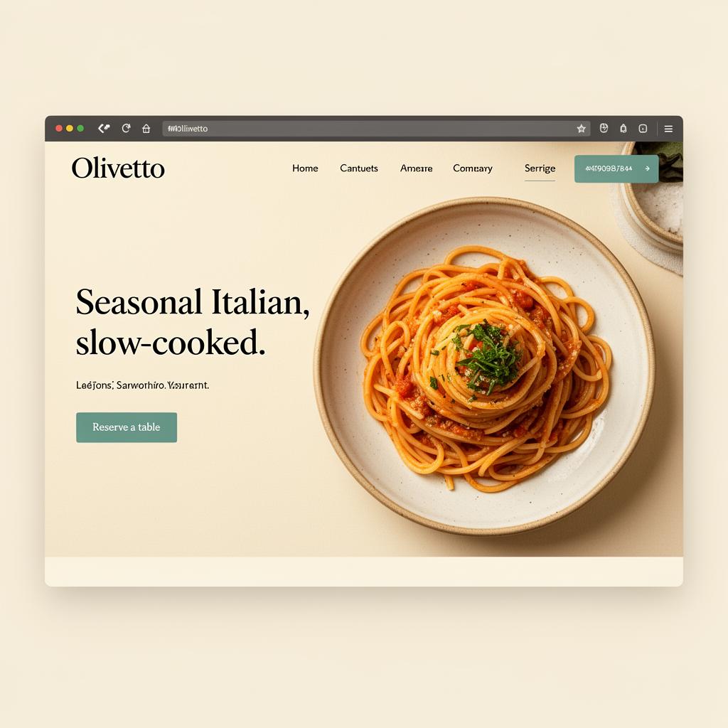 Olivetto website — Restaurant project by Alexander Website Design